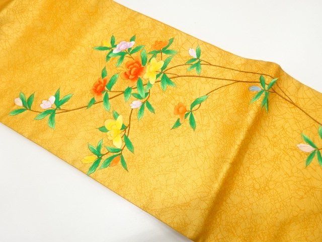 JAPANESE KIMONO / BRANCH FLOWER PATTERN / EMBROIDERY / NAGOYA OBI